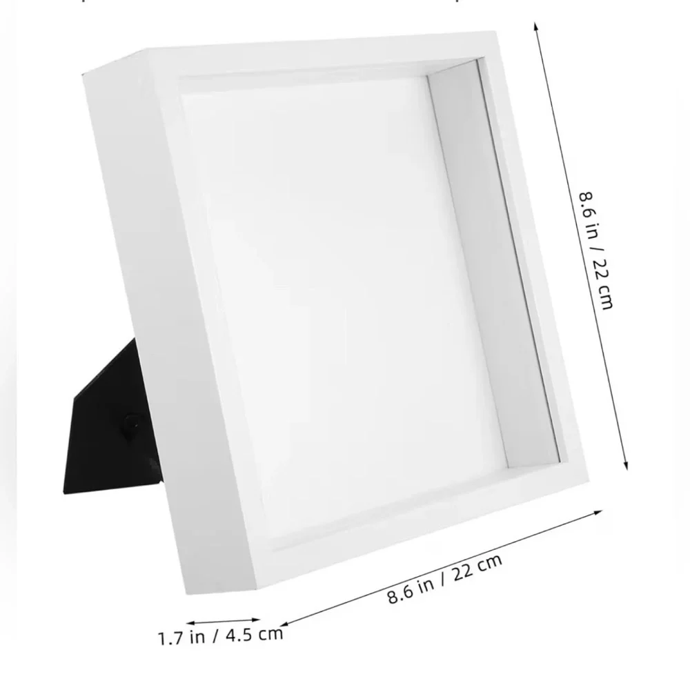NEW- Set of TWO EMPTY Frames Photos or Dried Flower Shadow Box  white Frames